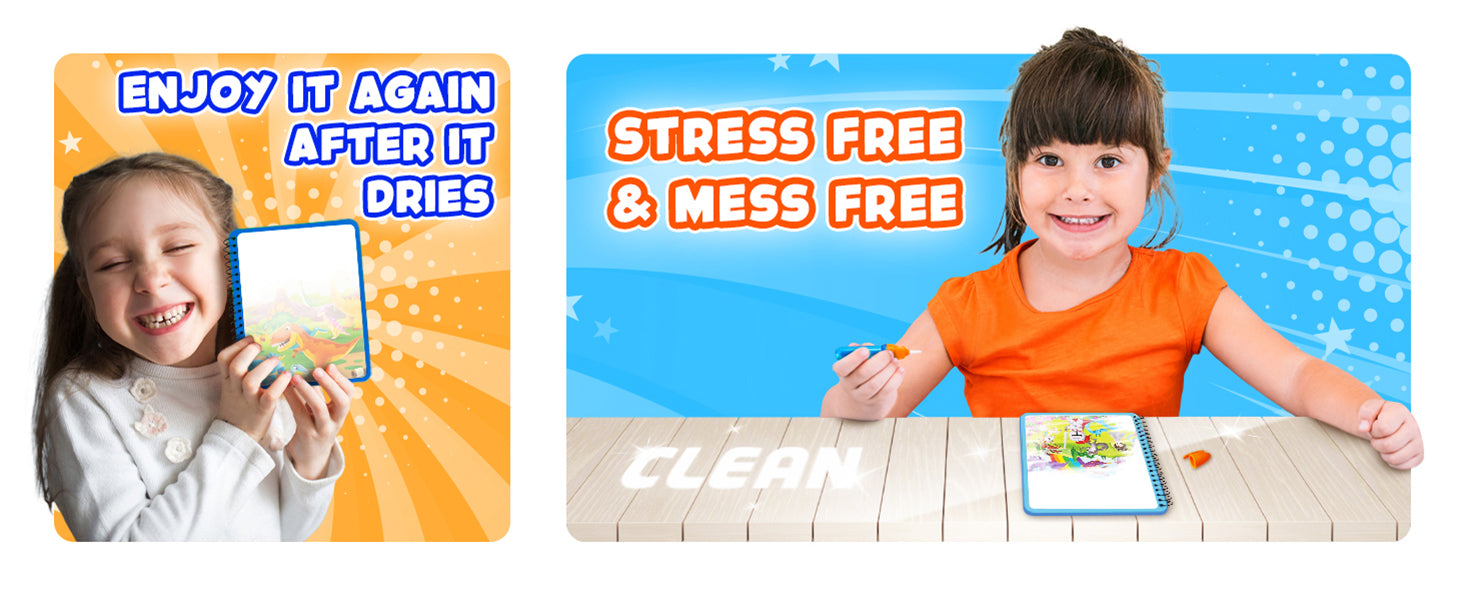 Stress Free & Mess Free – Reusable Water Coloring Books